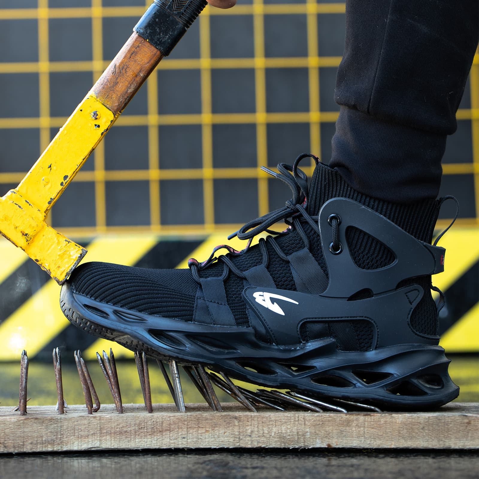 Breathable Woven Shoe For Men - Non-Slip Lace-Up Safety Work Shoe For Indutrial Contruction - Perfect For All