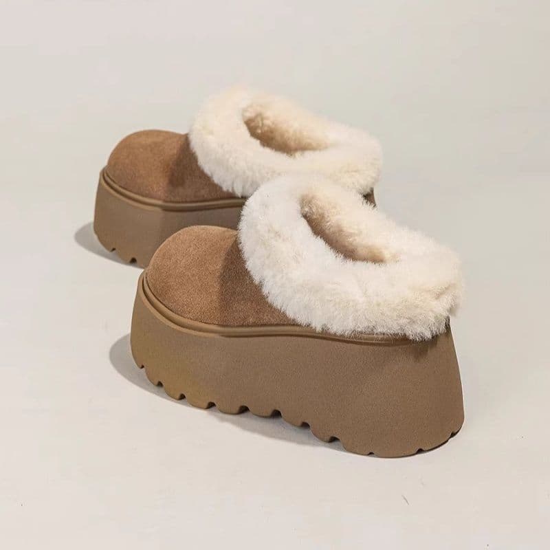 Thick-Soled Height-Increasing Snow Boots Closed-Toe Half Slippers For Women Outdoor Wear 2025 New Winter