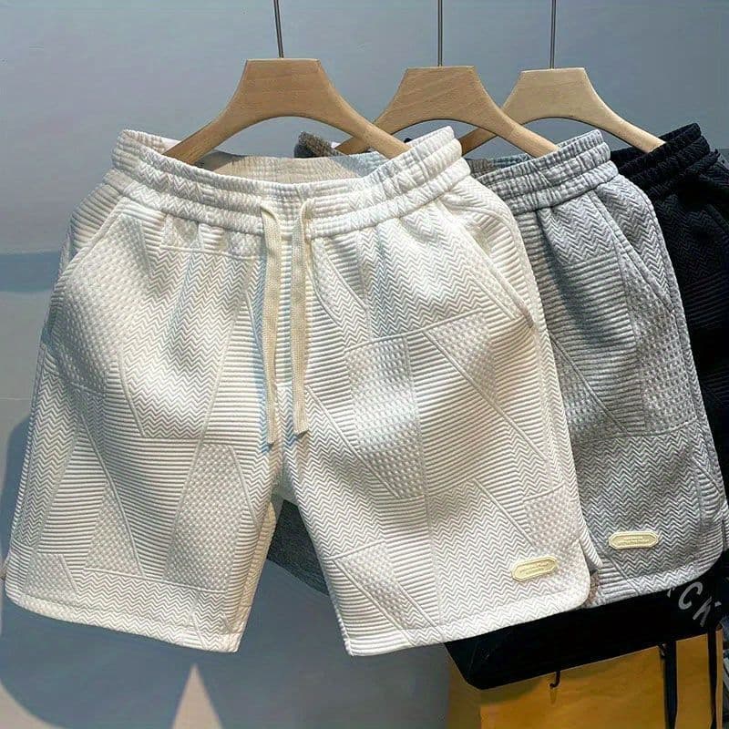Men's Clothing Wave Pattern Shorts Design Niche Casual Five-point Beach Pants Summer Hong Kong Style High Street Sports Straight Pants