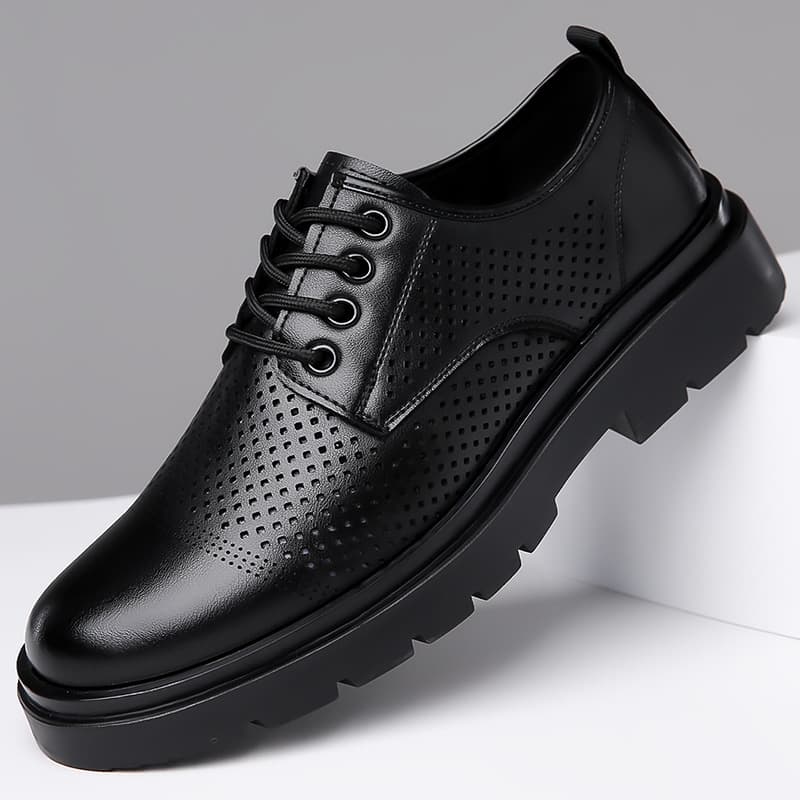 Summer Men S Casual Breathable Thick Soled Non Slip Workwear Leather Shoes Hollowed Out Sandals