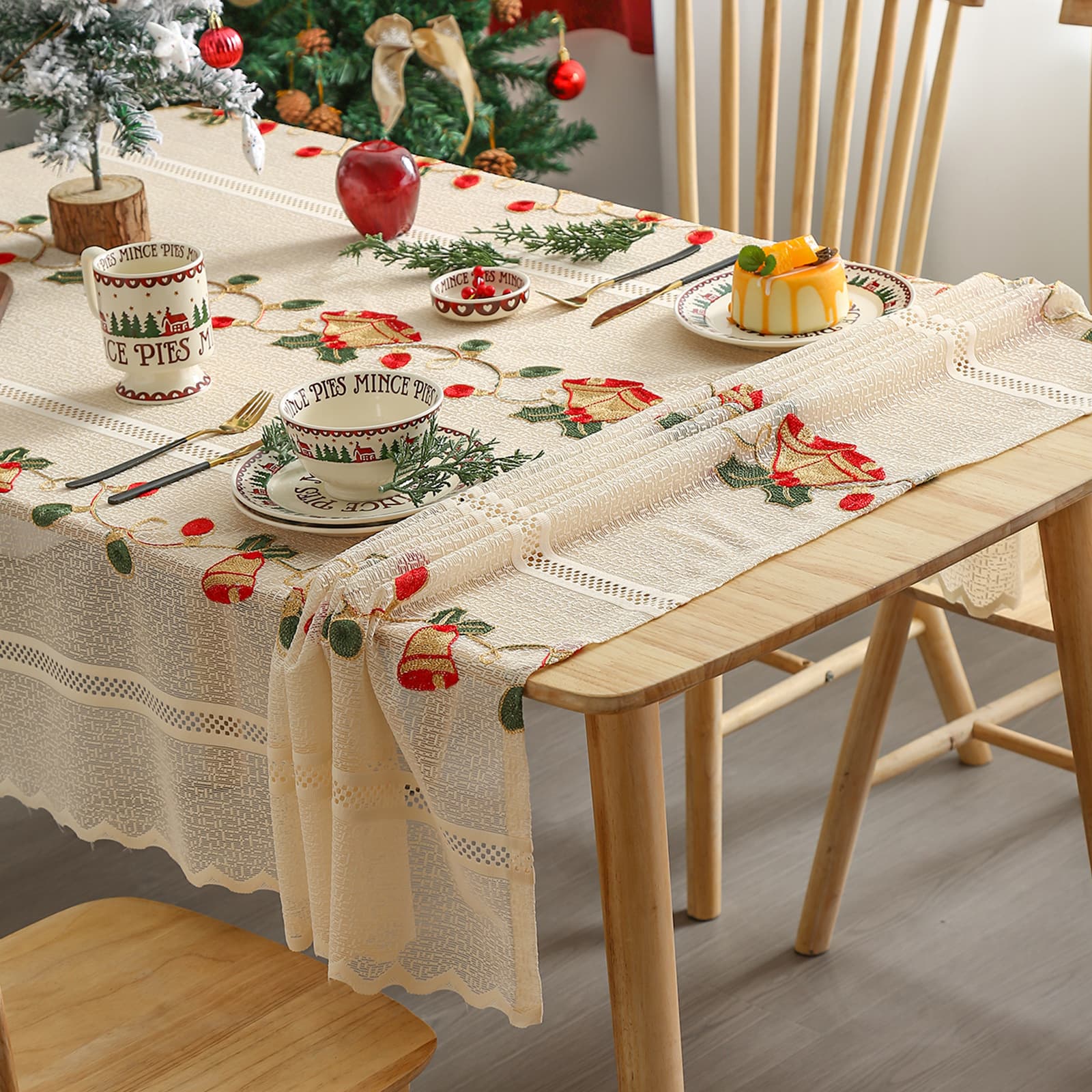 Christmas tablecloth modern embroidery lace living room kitchen rectangular non slip decorative cover cloth table mat