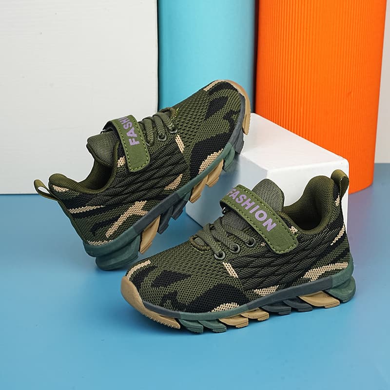 Kids' Tactical Sneakers - Breathable Camo Mesh Shoes | Military Training Style With Reflective Strips