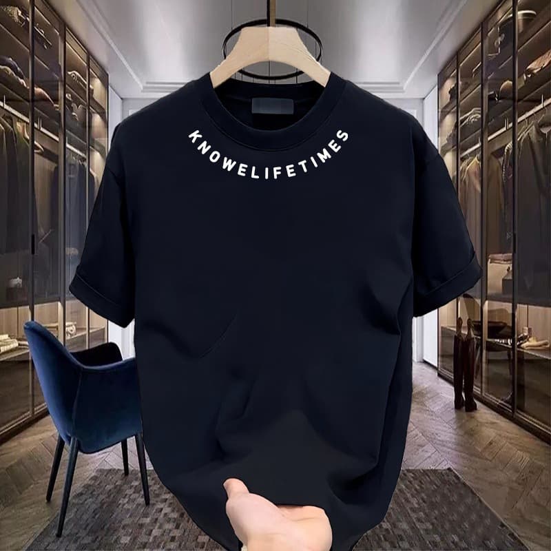 Men's Clothing Brand Cotton Short-sleeved T-shirt Men's Summer 2024 New Niche Design Sense High Street Round Neck Half-sleeved Top