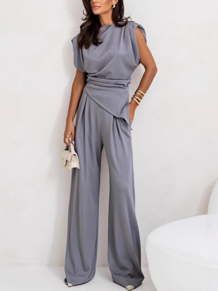 K New Fashion Solid Color Irregular Set For Women