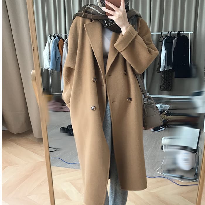 Women's Clothing Woolen coat for women autumn and winter new style loose mid length style temperament high end small size woolen coat for women