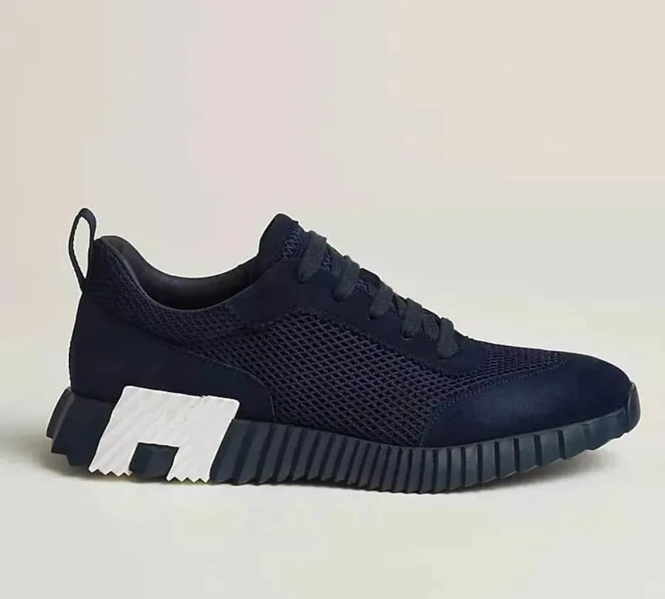 Baskets montantes de marque H pour homme, style décontracté, en cuir et mesh, à lacets, style running.
