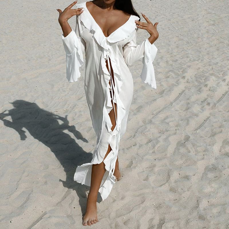 Women's Clothing New Long Sleeved Lace Cardigan Beach Bikini