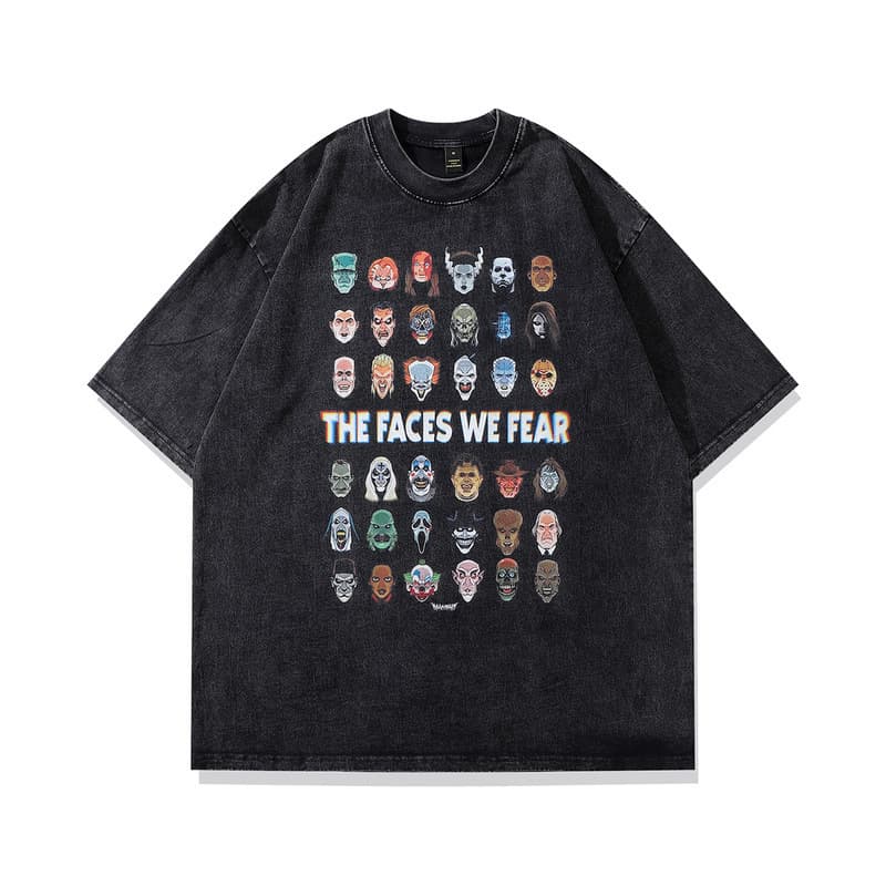 Men's clothing new retro old washed printed loose short-sleeved T-shirt tops men's and women's clothing brand