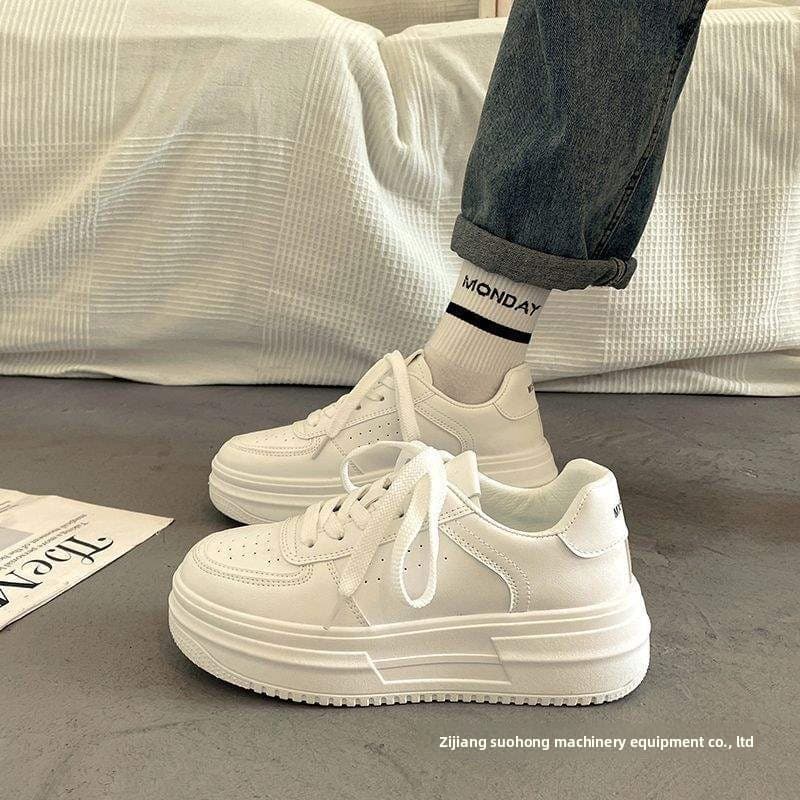 Women's Thick-soled White With Mesh Upper, Trendy Spring And Summer, Stylish For Students, 2025 New Versatile Casual