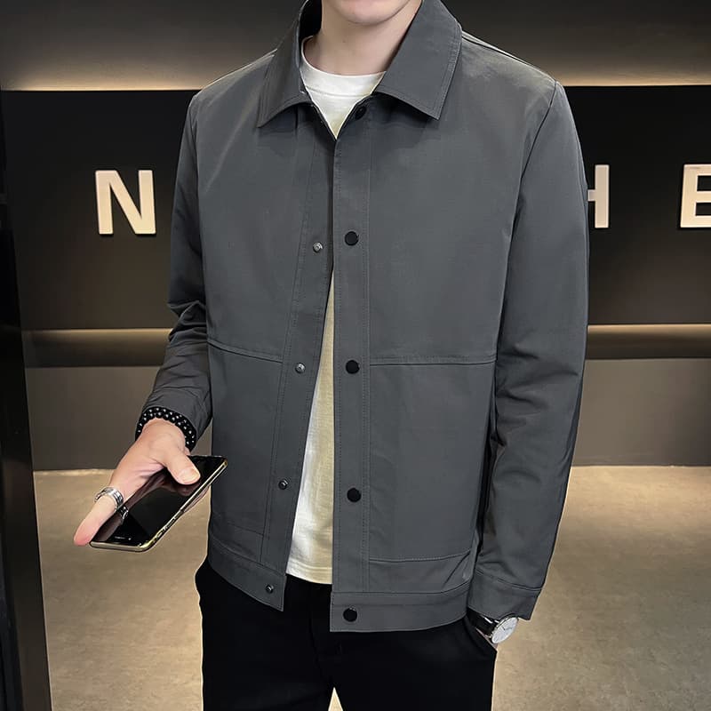 Men's Clothing Spring And Autumn Trendy Slim Fitting Anti Wrinkle Jacket Light Mature Style Youth Autumn Workwear Gown