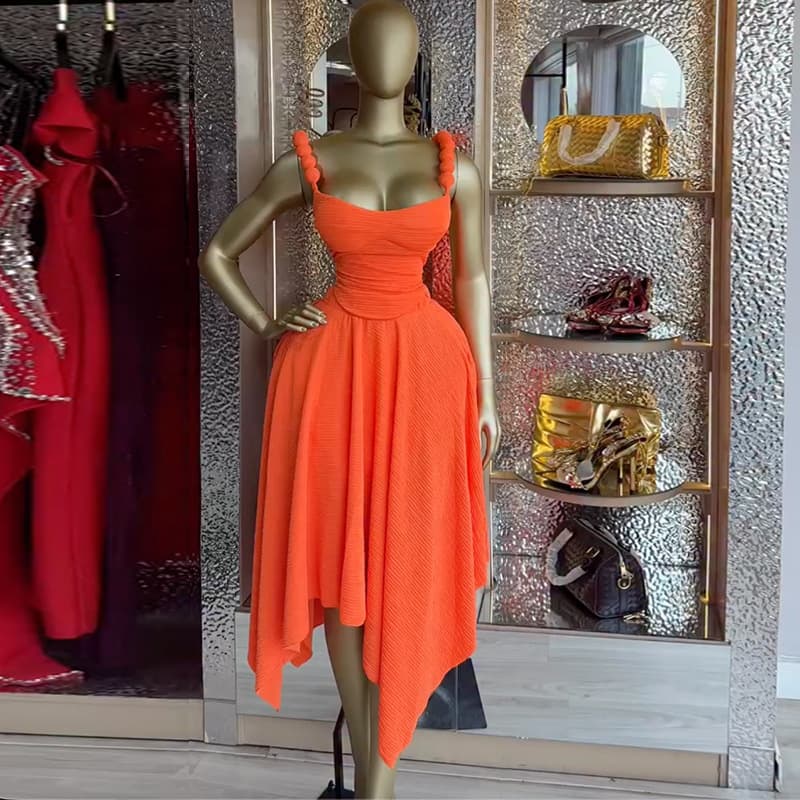 Women's Asymmetric Skirt Set With Designer Sleeveless Top - Spring Fashion Outfit For Casual And Dressy Occasions