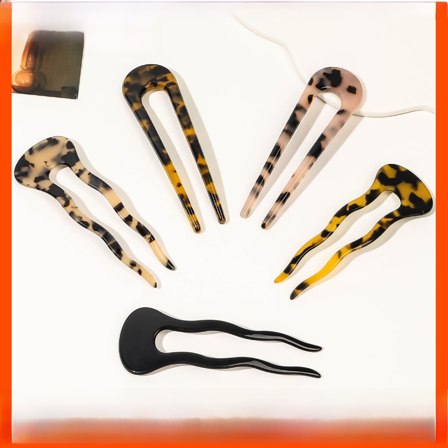 Qiyue cross-border acetic acid U-shaped hairpin female back of the head high-grade feeling plate hair artifact antique hairpin hair accessories wholes