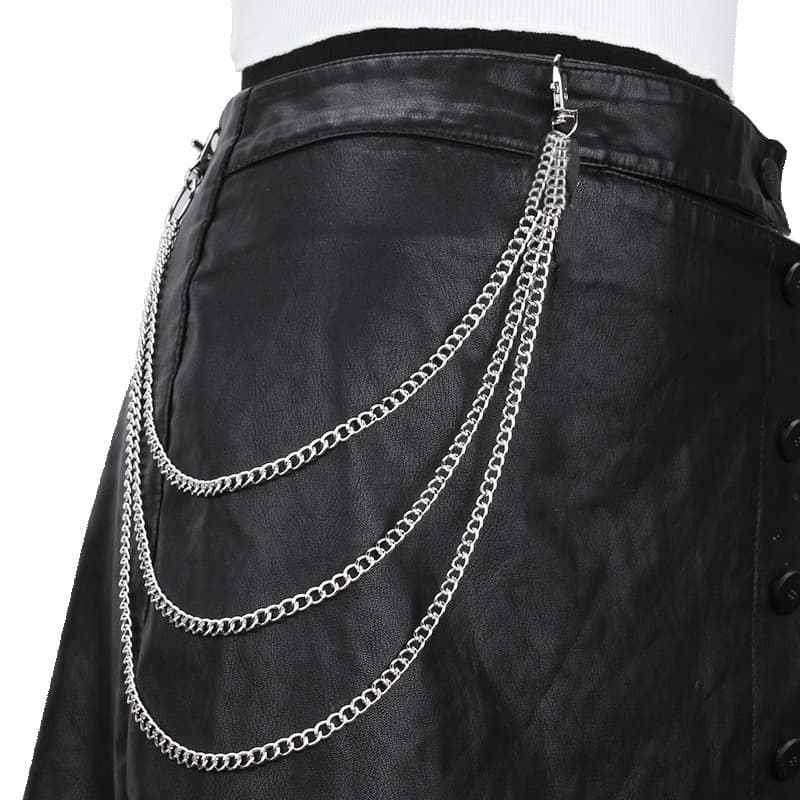 Men And Women's Jewelry Punk Metal Waist Chain Crossbody Hip Hop Multi Layered Versatile Long Fashion All Match Jeans Overalls Pendant