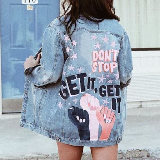 Women's printed denim jacket women's loose lapel denim jacket top