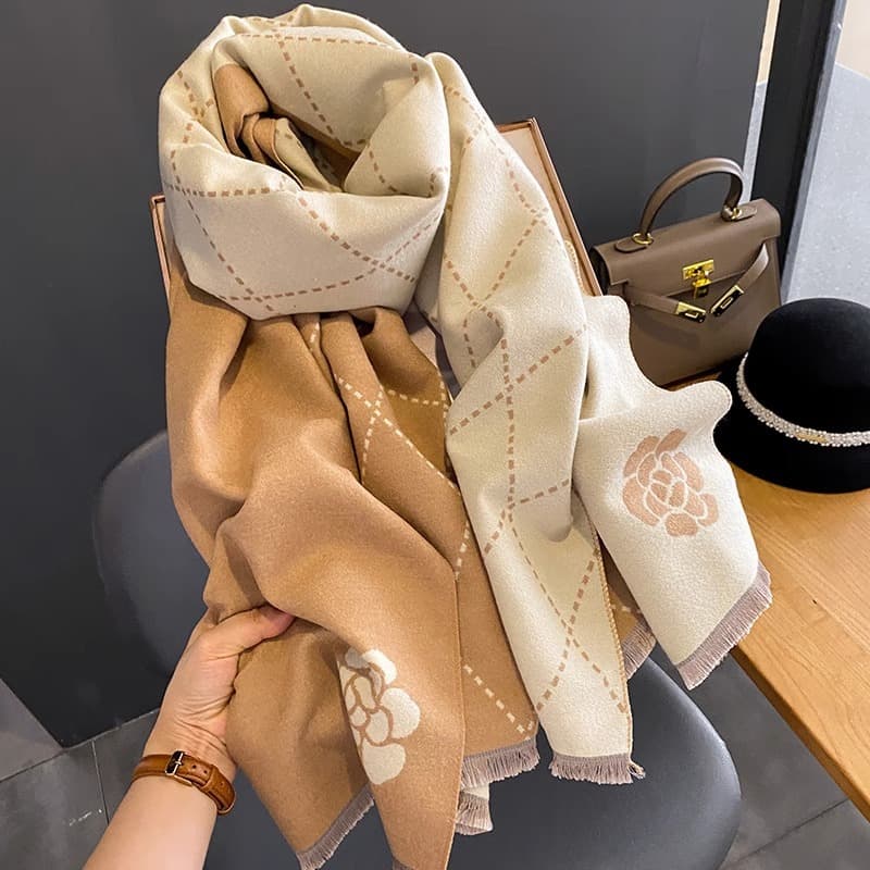 Écharpe pied-de-poule simple pour femme, nouvelle collection automne-hiver, légère et luxueuse, longue section, châle chaud en cachemire épais