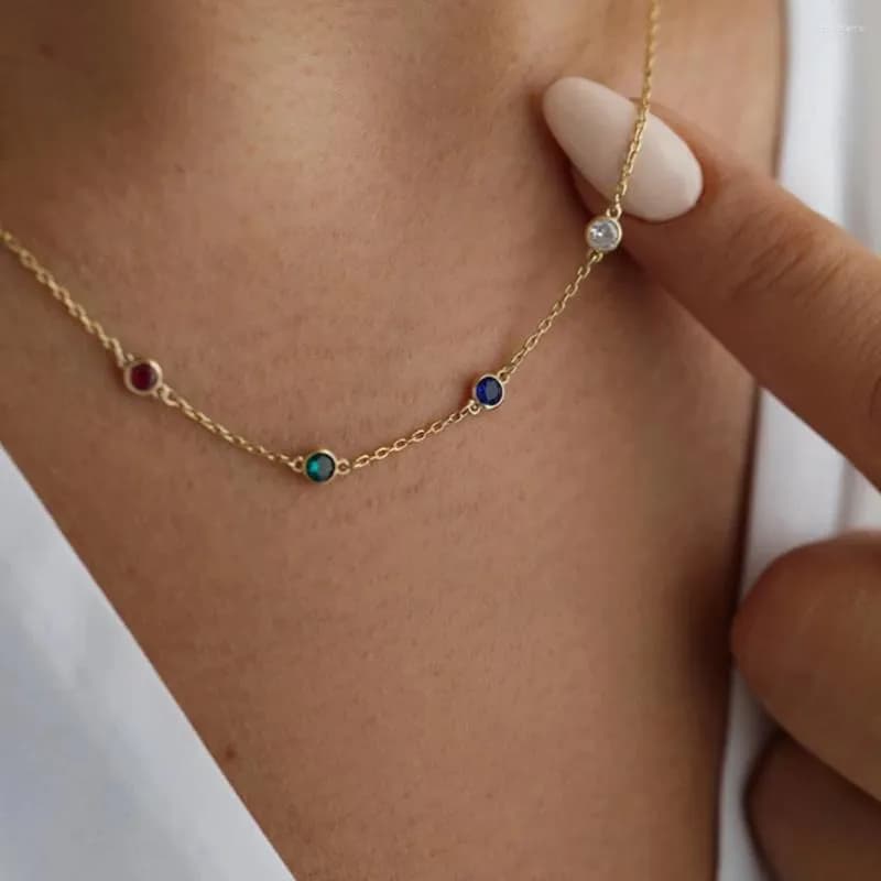 Chains Personalized Birthstone Necklace Jewellery Multiple Couple Gift For Her