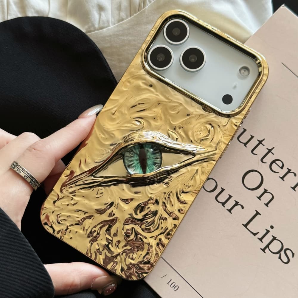 Fashion Electroplated 3D Eye Case 17 Wrinkled Pattern Cover For Iphone 16 Pro Max 15 Plus 14 13 Phone Cases