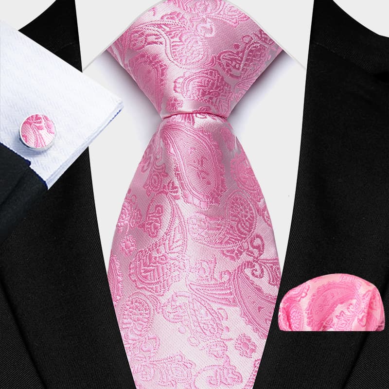 Apparel Accessories Factory new paisley pattern men's wedding suit tie pocket square cuffs set