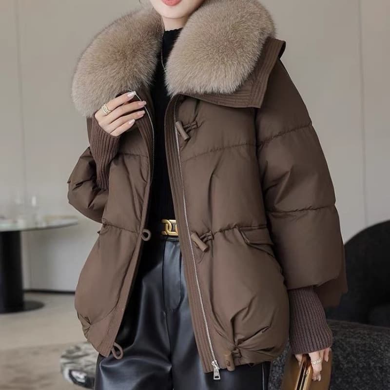 Women's Clothing winter coats Cotton Jacket Women Short Style Korean Style Loose Cotton Cotton Jacket Women Large Fur Collar Thickened Cotton Jacket