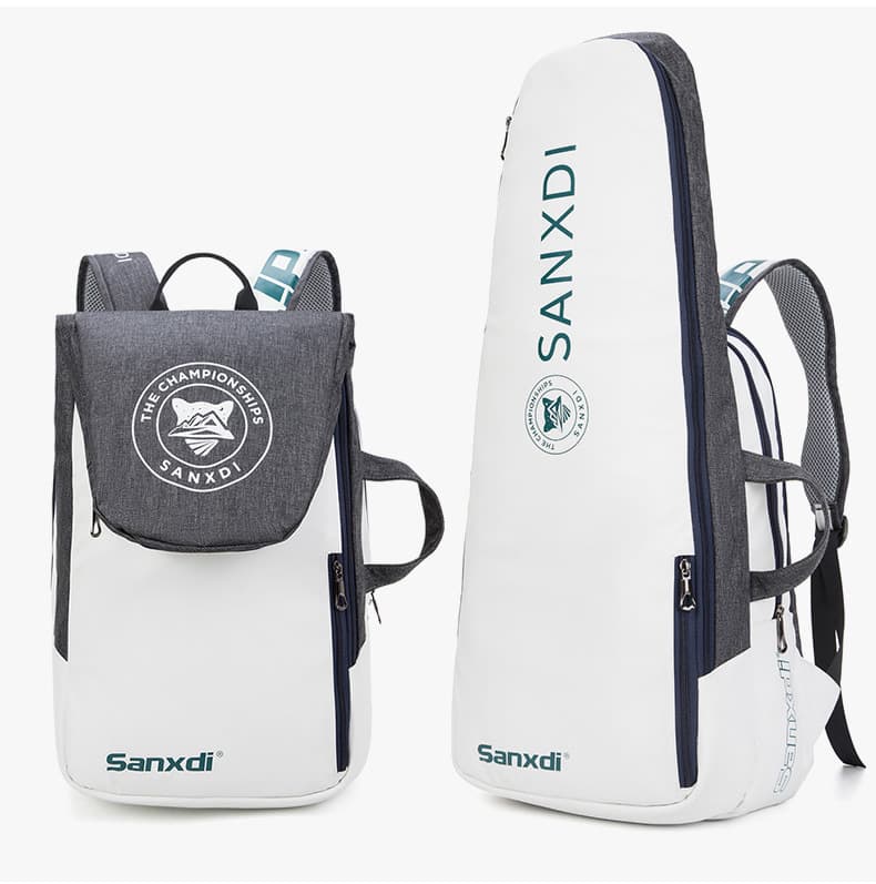 New Style Tennis Backpack | White Badminton Sports Bag | Holds 3 Rackets | Unisex For Men & Women