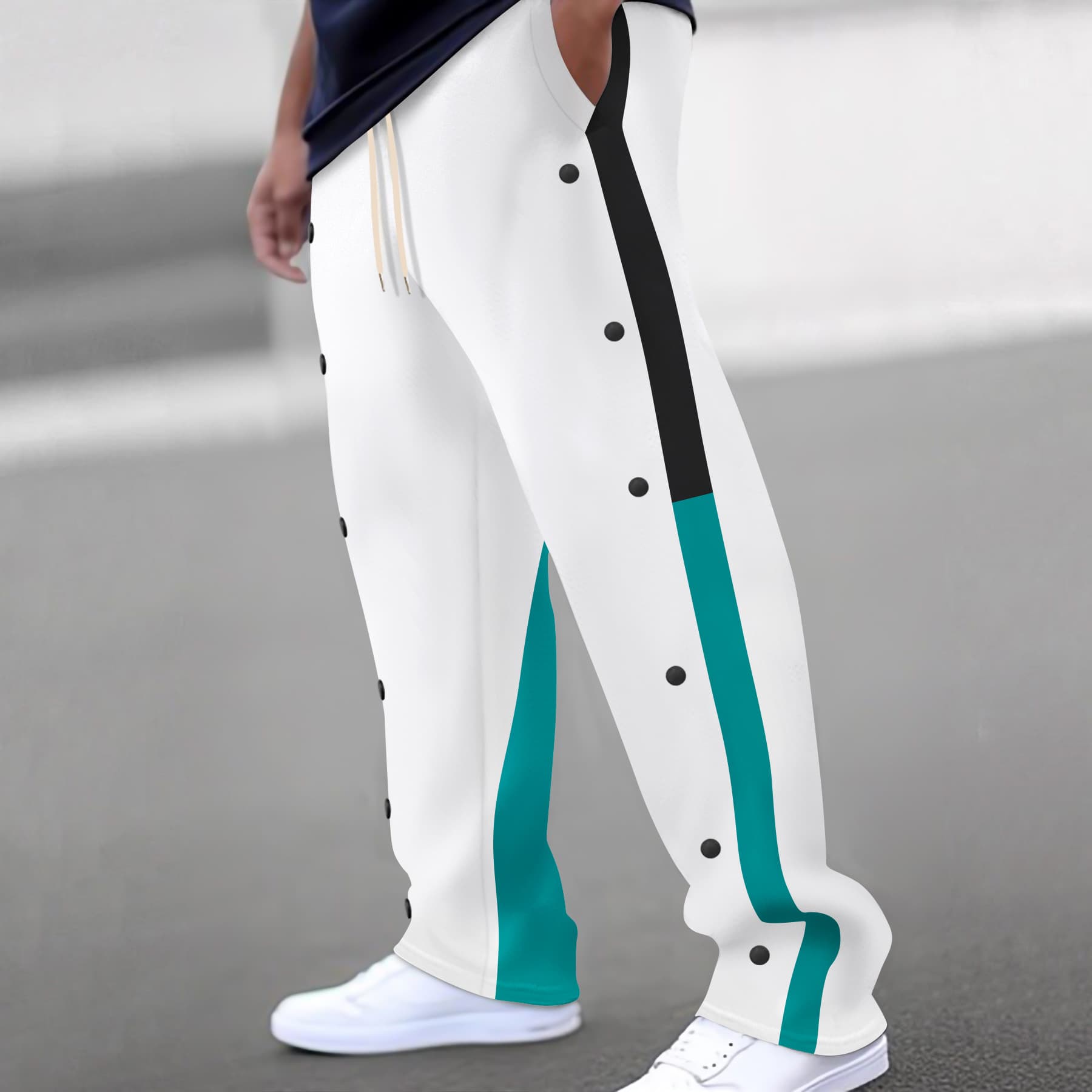 Men's Clothing Men's Fashionable Pants Shein Casual Color Matching Button Trousers Men's Straight Pants