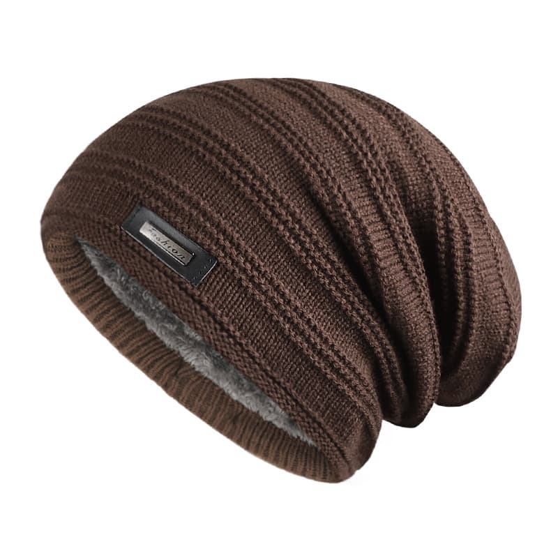 Unisex Knit men's hat Fashion iron label woolen hat outdoor warm windproof pullover hat