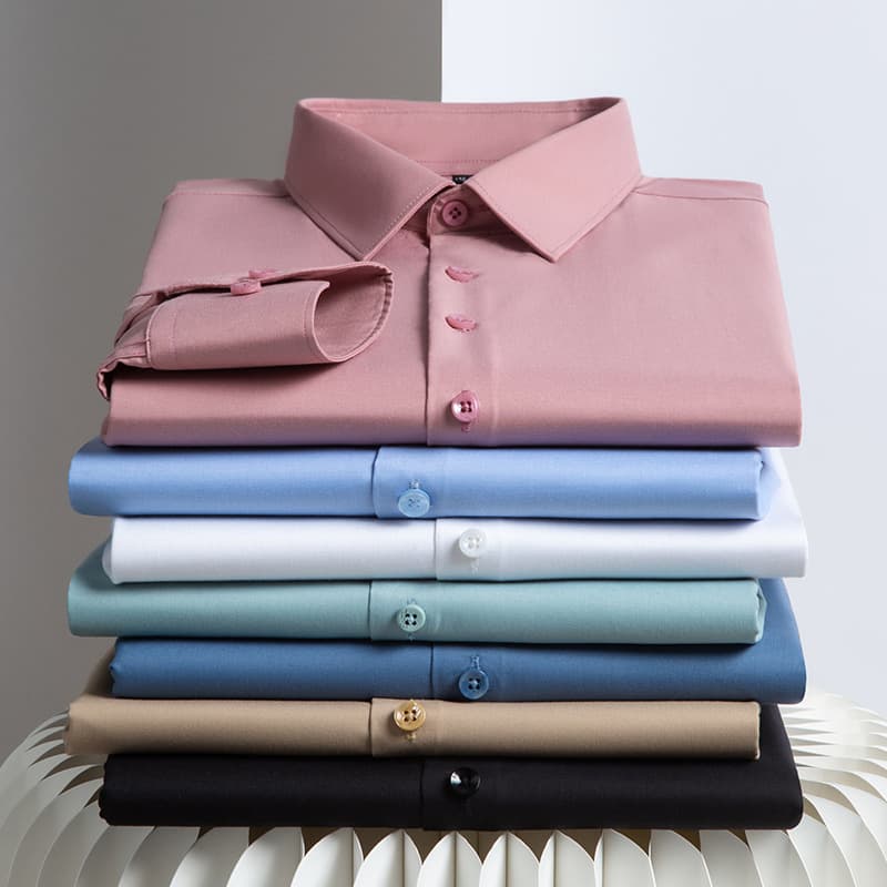 Premium Silk Blend Men's Dress Shirt - Wrinkle-Free Long Sleeve Business Shirt For Office & Formal Occasions​