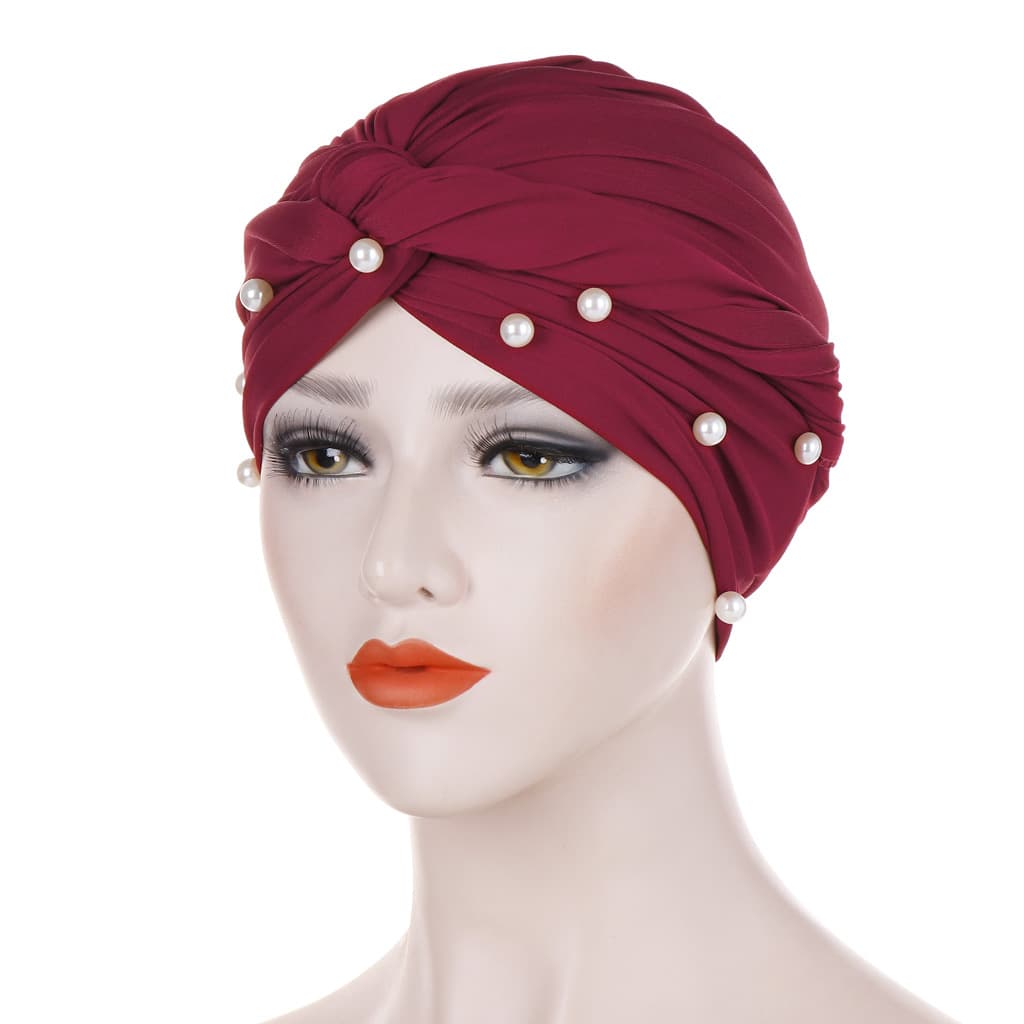Women's Hats new variety of turban hats, Muslim turban hats, white pearl turban hats