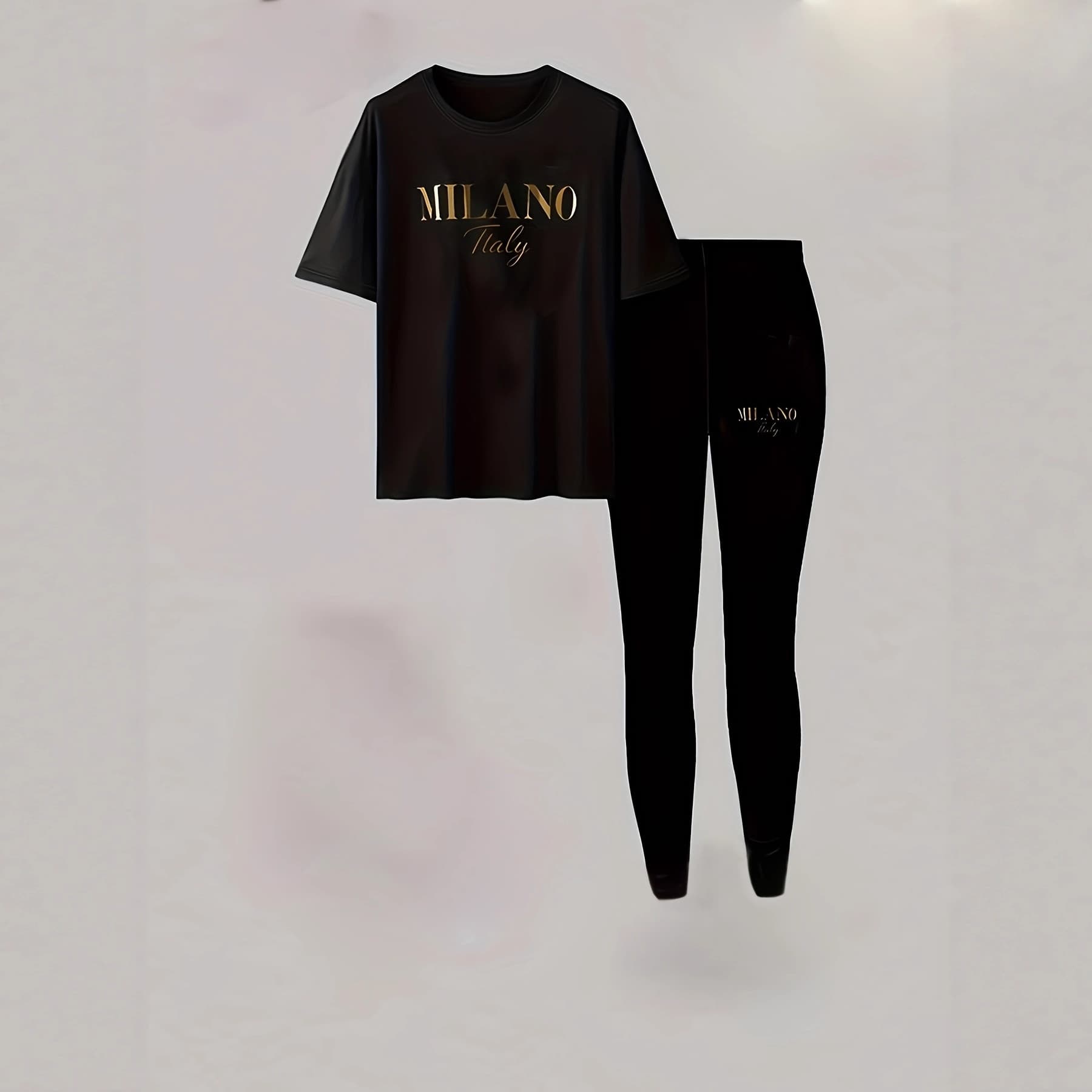 Women's Clothing American Fashion Set Short Sleeve T-Shirt & Trousers Casual Style Polyester Spring Autumn Summer Wear