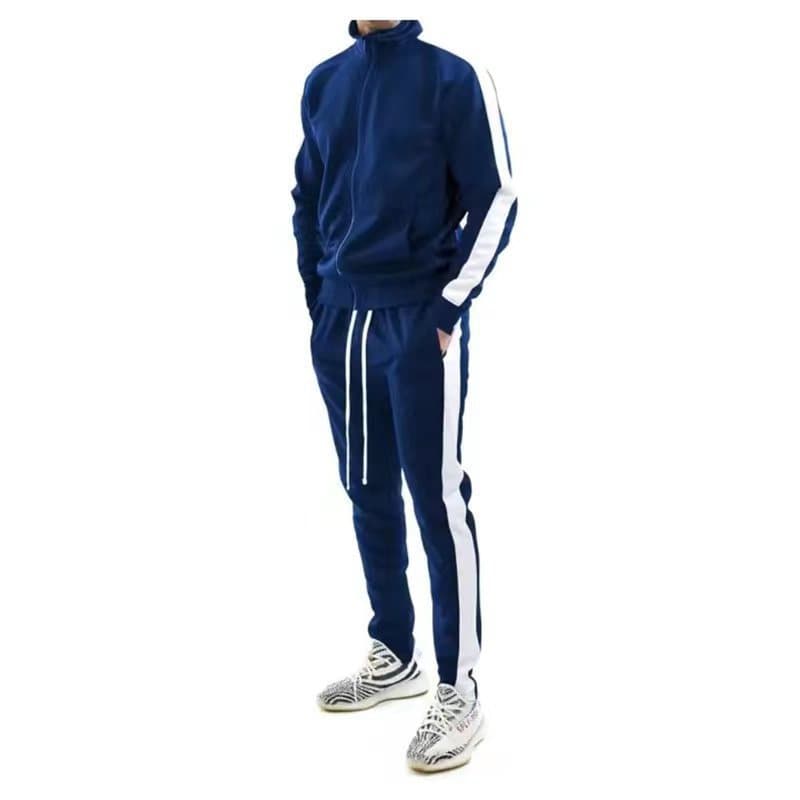 Ensemble de sport décontracté à col montant et couleurs contrastées pour jeunes hommes, nouvelle collection automne/hiver 2025