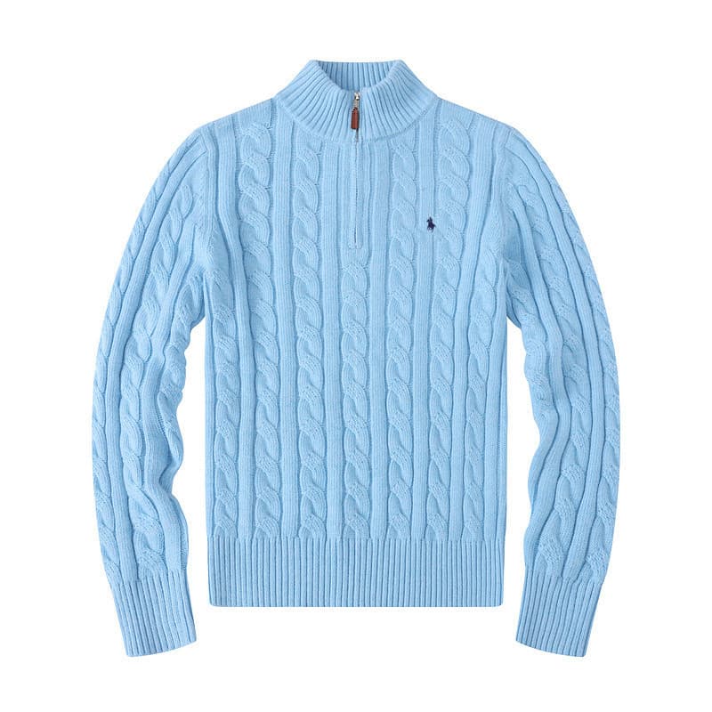 Pull d'hiver à fermeture éclair Pull en tricot torsadé Pull en laine décontracté Pull épais et chaud
