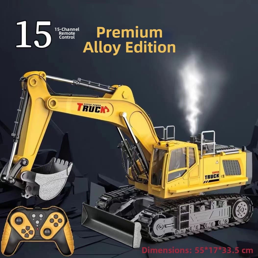 Large Alloy Children's Remote Control Excavator Toy Car Simulation Electric Engineering Vehicle in Color Box