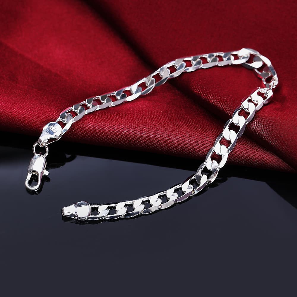 Fine sterling sier Classic 6MM geometric side chain Bracelet for man woman fashion Wedding party gifts temperament
