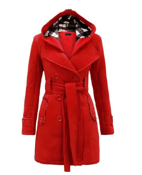Women's Clothing 2024 new checkered hooded wool coat belt double breasted long coat
