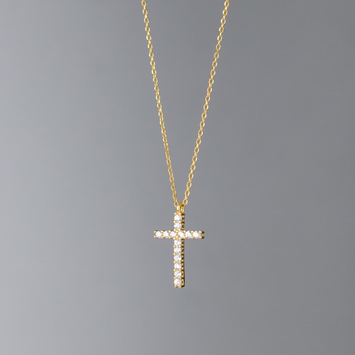 S925 Silver Personality Trend Diamond Cross Pendant Necklace Temperament Sweet Clavicle Chain