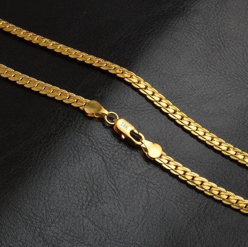 QSZB 5mm Men Jewelry Full Sideways Golden Wholesale New Fashion Women K Chain Necklace For Wedding Party