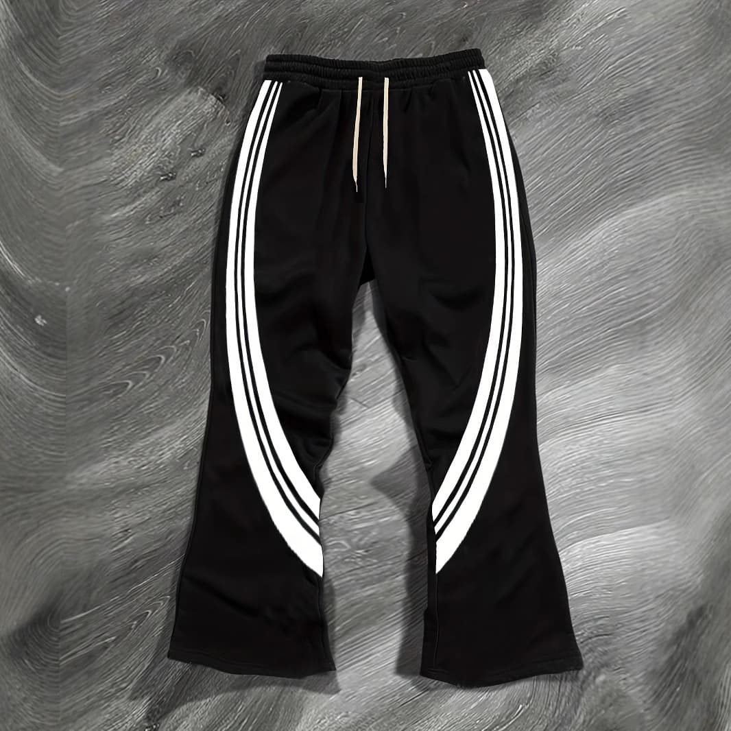 Men's Clothing Border Fashion Brand European And American Fashion Stripes Simple Slightly Elastic Fabric Flared Pants Fashionable And Versatile