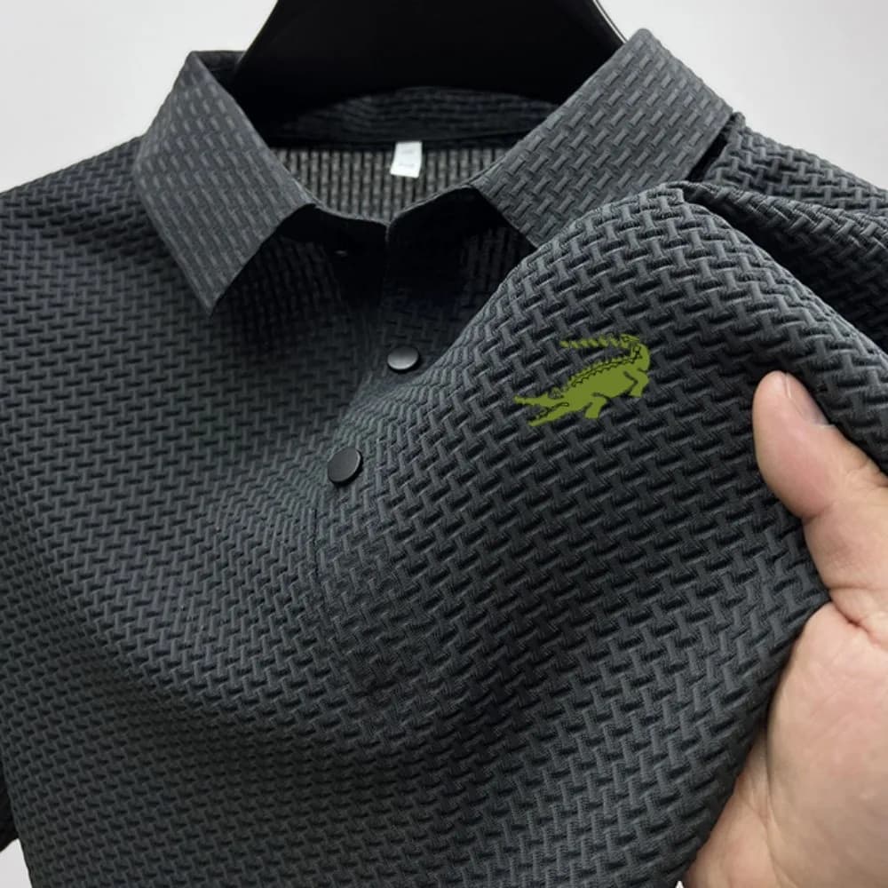 Hommes broderie marque de haute qualité tricoté glace leia col décontracté Polo côtes haut respirant à manches courtes T-shirt