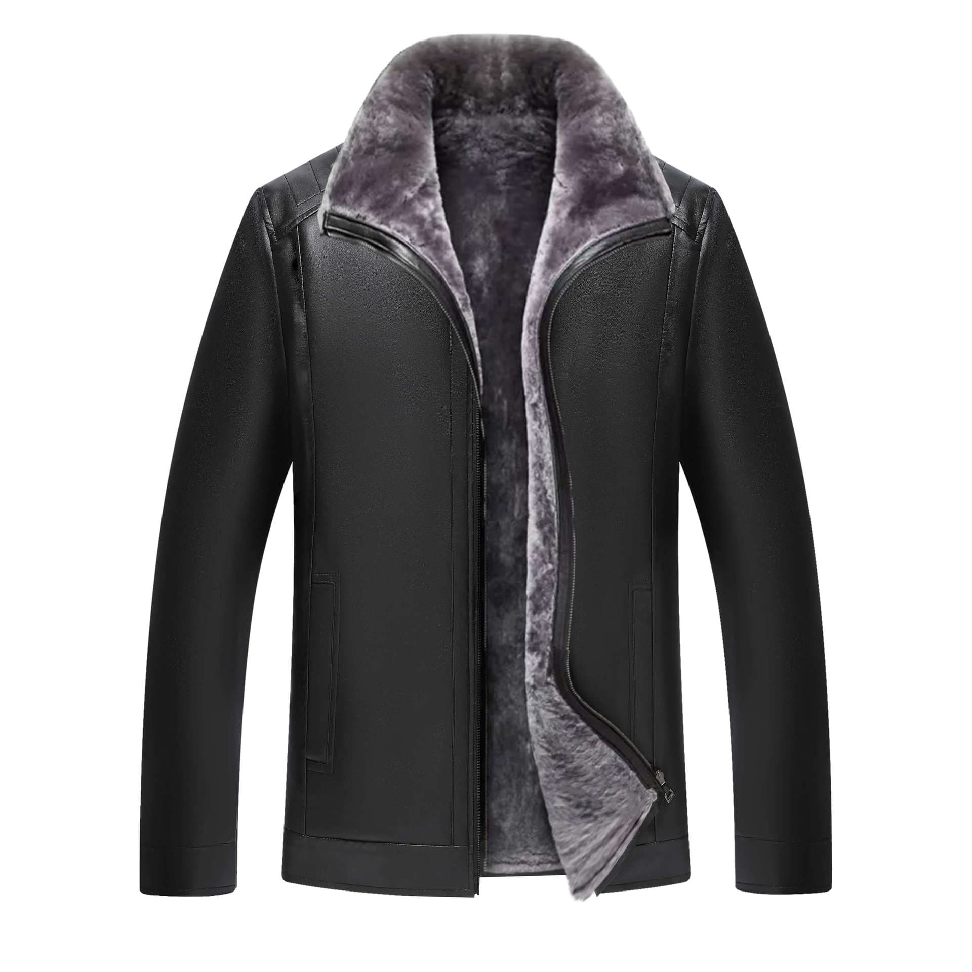 Men's Clothing retro men's leather jacket dad's casual plus velvet thickened coat