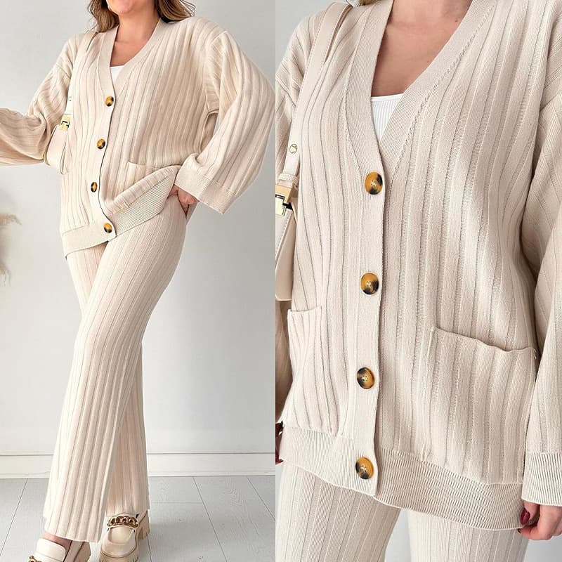 Women's Clothing new fashion solid color loose knit sweater tops two piece suits for women
