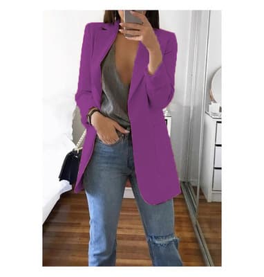 Spring and autumn women's clothing long-sleeved solid color pocket cardigan small blazer