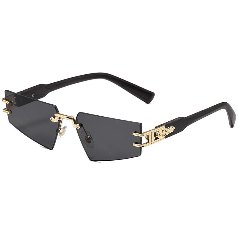 Lunettes de soleil polygonales pour hommes, style rétro, effet bois, branches en bois, tendance, rouge