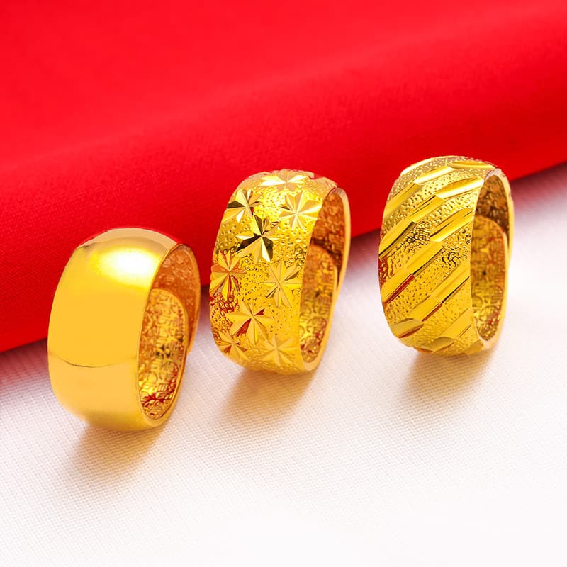 Jewelry & Accessories Men's large ring jewelry Vietnam gold plated stars meteor shower smooth opening large male ring supply wholesale