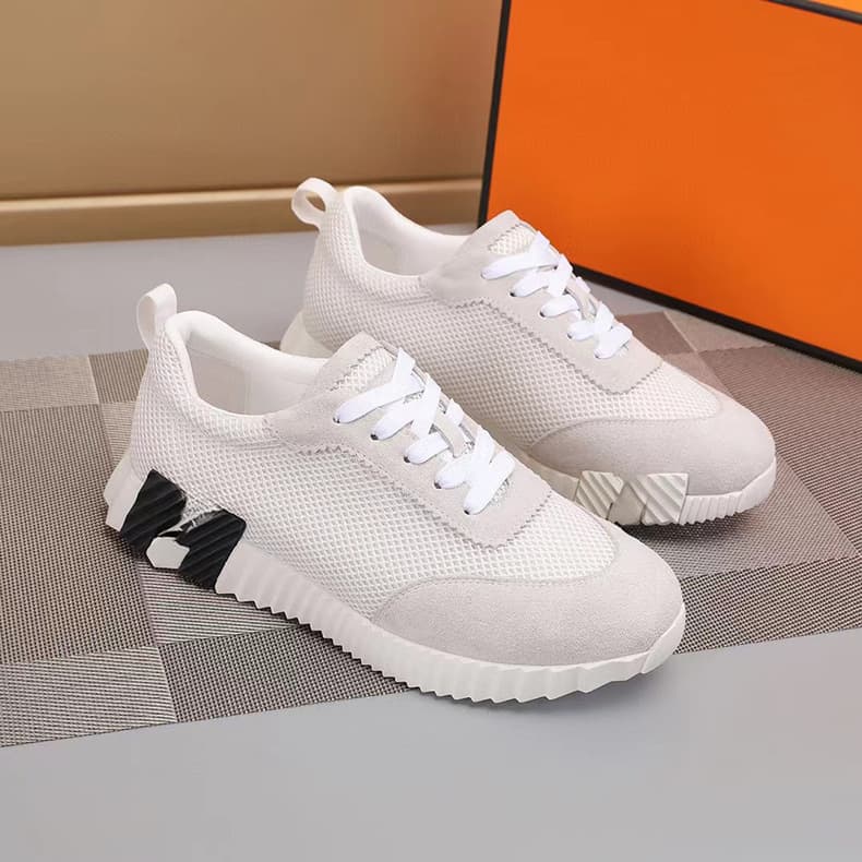 Chaussures blanches respirantes et polyvalentes en cuir véritable de marque H, baskets noires pour femmes et hommes
