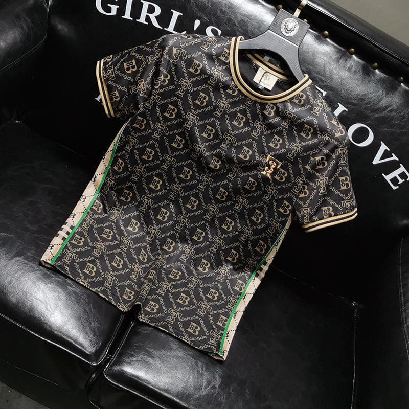 Men's Clothing color high end round neck short sleeved T shirt men's spring and summer new letter embroidery half sleeved T shirt bottoming shirt top