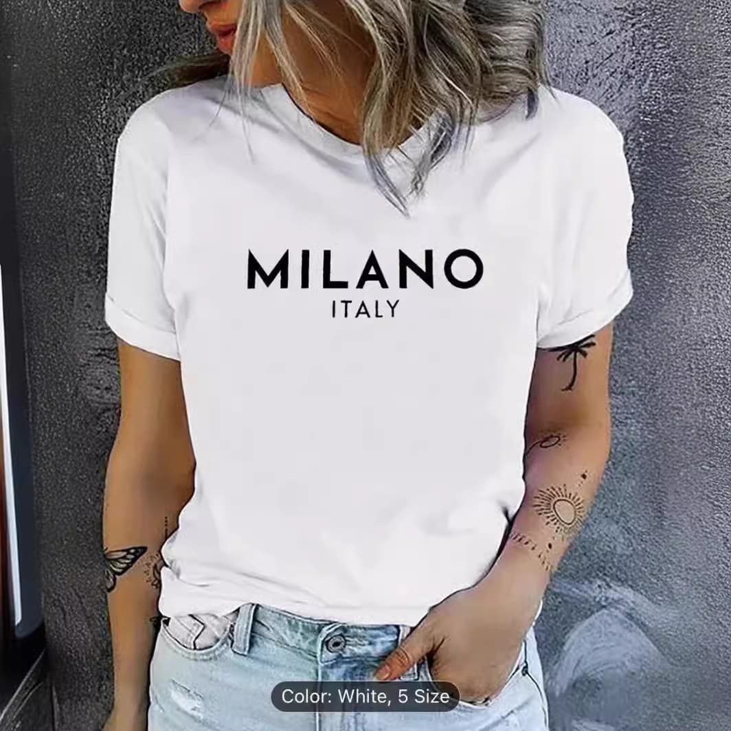 Women's clothing spot printed round neck T-shirt spring and summer casual short-sleeved round neck top short-sleeved women's T-shirt