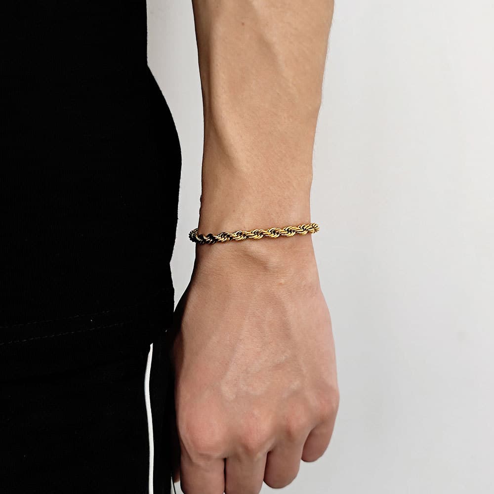 Men's Jewelry Hip Hop Titanium Steel Bracelet Multi-specification Stainless Steel Twist Chain Vacuum Color-preserving Electroplated Twisted Rope