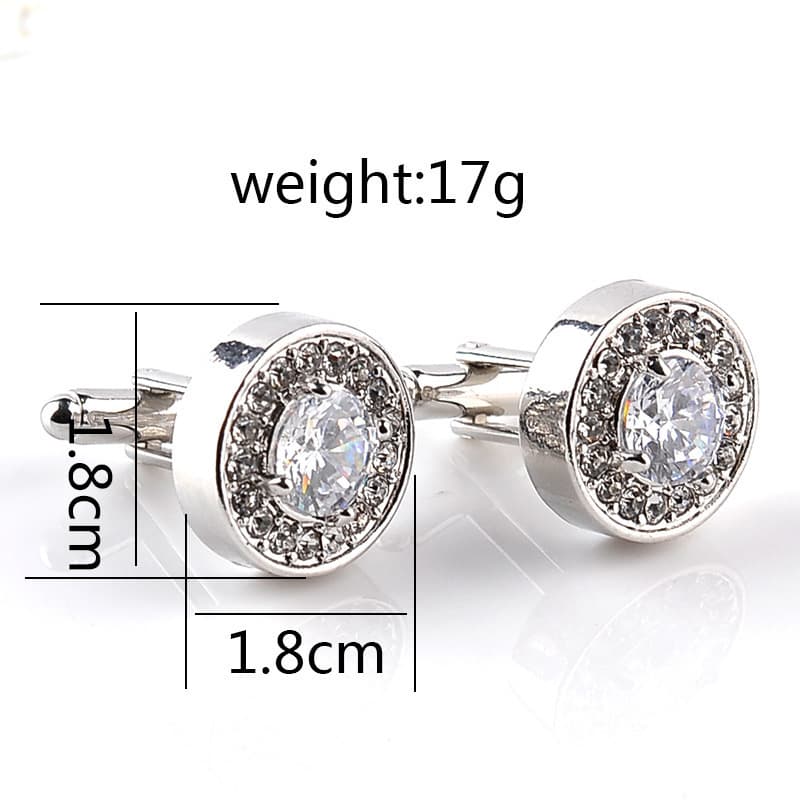 Unisex Cufflinks Round rhinestone Purple diamond white diamond cufflinks Fashion cufflinks multi-diamond super flash