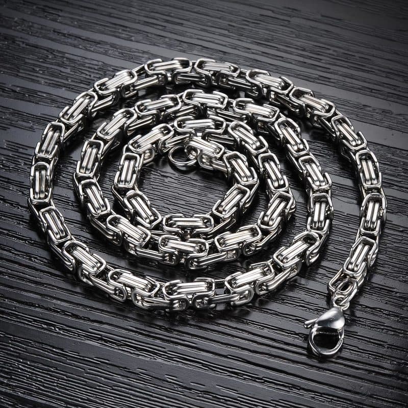 Cool Stainless Steel Men's 5mm width Byzantine Necklace Chain