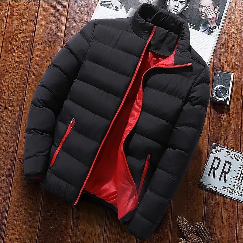 Mens Winter Jackets Fashion Casual Windbreaker Stand Collar Thermal Coat Outwear Oversized Outdoor Camping Jacket Male Clothes
